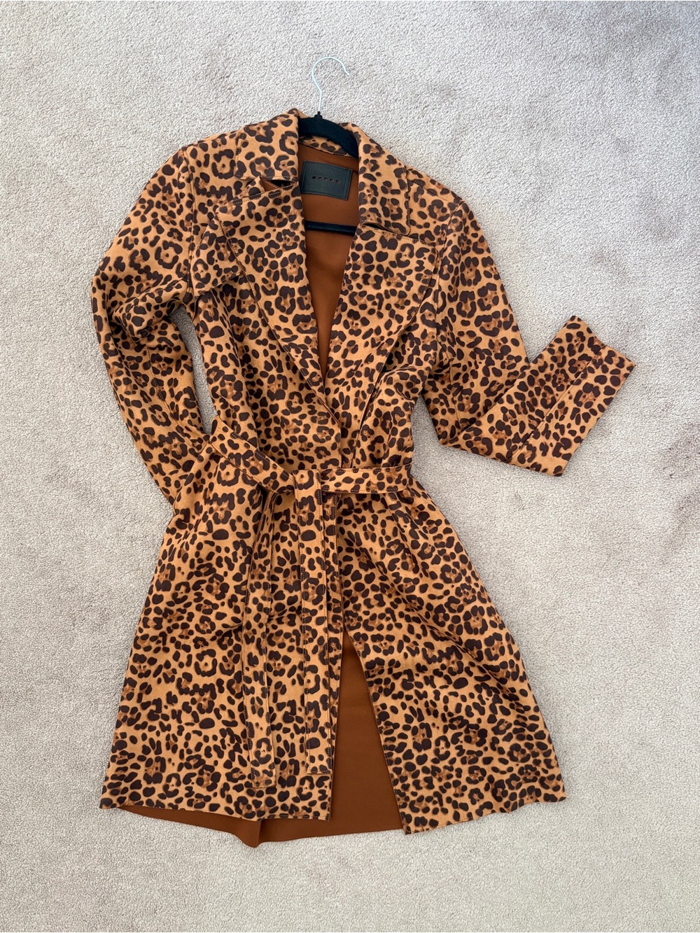 Blank NYC Leopard Print Belted Trench Coat in Tan and Black